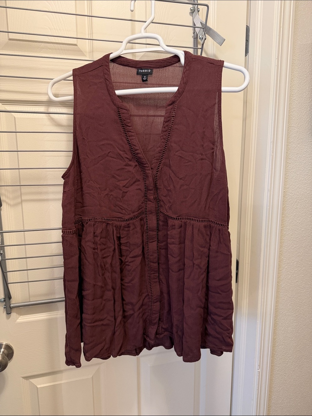torrid Burgundy Sleeveless V-Neck Peplum Tank